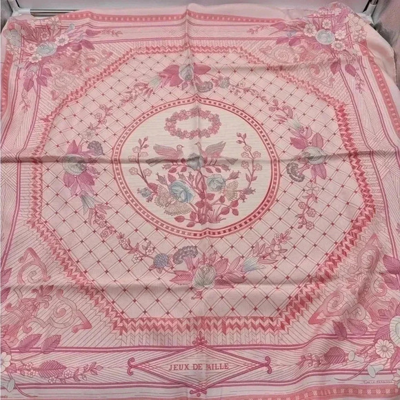 Hermes Carre 90 Jeux De Paille Scarf Pink - Picture 8 of 17